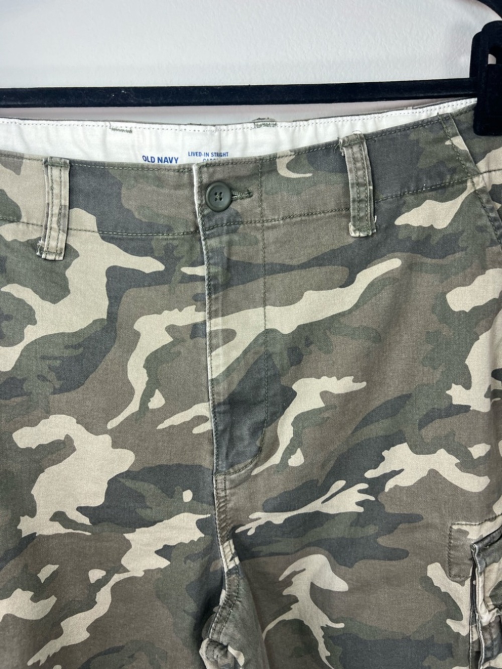 Old Navy Lived In Straight Flex Camo Cargo Shorts Green Utility Military 38x10" - Picture 2 of 12